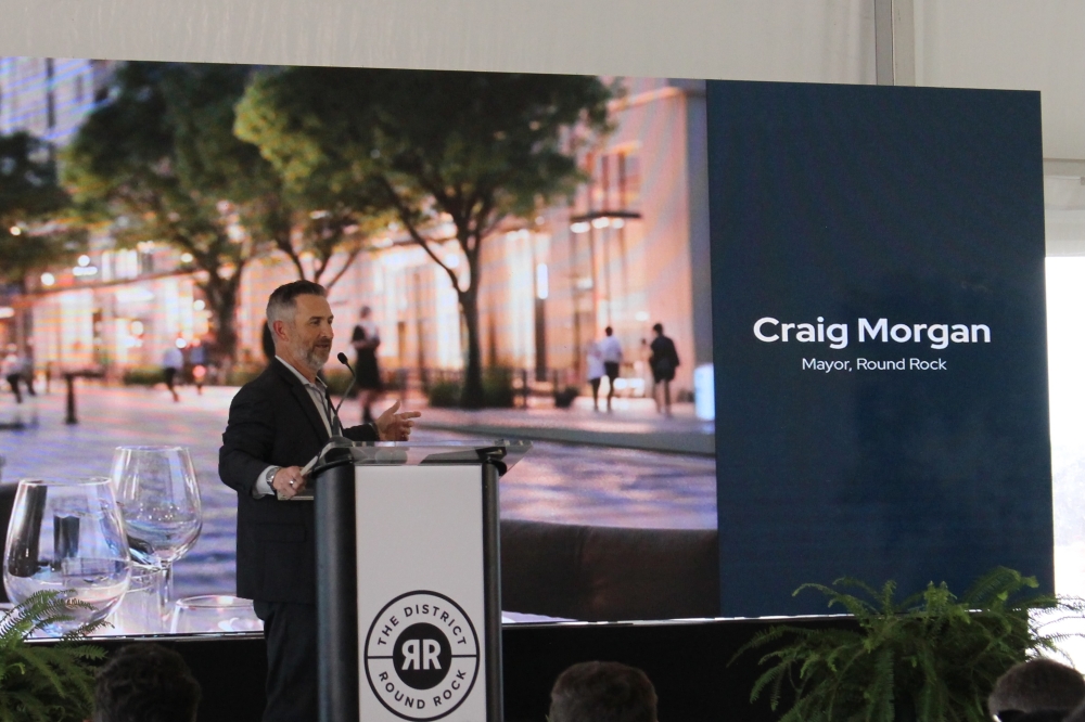 "I've been to a number of communities that have mixed use," Mayor Craig Morgan said in an address to ground breaking attendees. "It's something that Round Rock needs...This is going to be transformational for Round Rock." (Brooke Sjoberg/Community Impact)