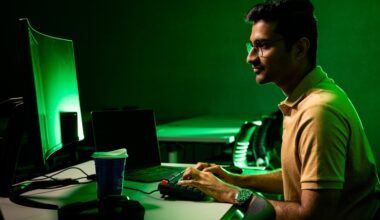 student typing on computer