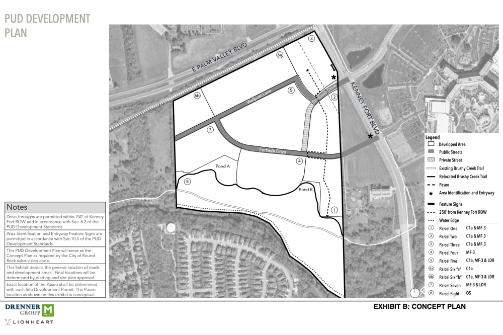Plans for the proposed amendment include where different housing types will be located throughout the development. (Courtesy city of Round Rock)
