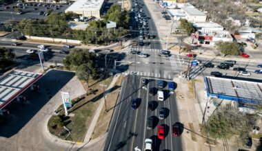 Drone shot of Burnet Road/W Anderson Lane intersection