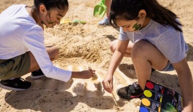 Girls looking for fossils in the dig pits
