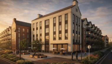 a rendering of the apartment complex when it is complete