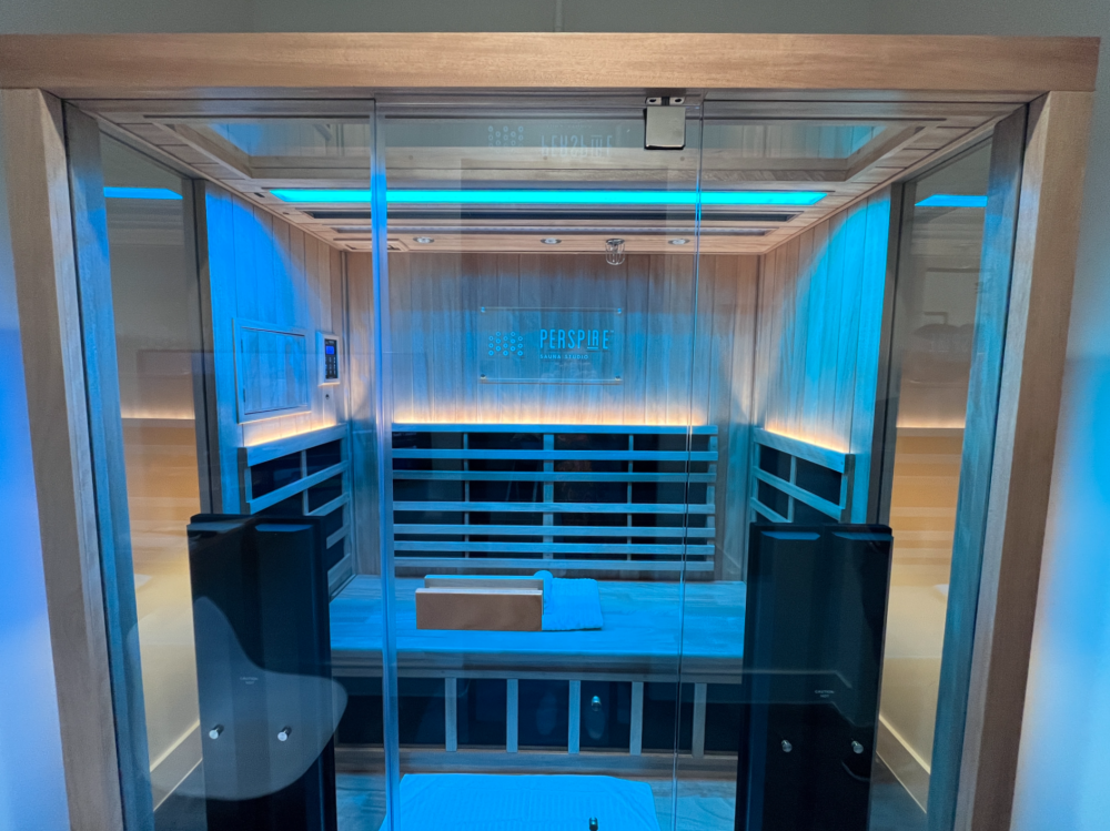 Along with red-light and infrared therapy sessions, some sauna studios also offer chromotherapy, or cool-light sessions. (Gabby Bailey/Community Impact)