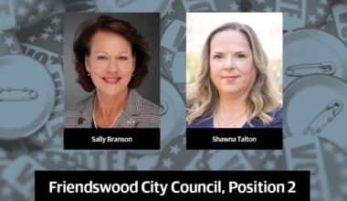 Friendswood City Council election hero image with two female candidate headshots