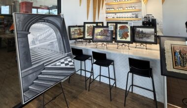 Art set up in a pop-up installation