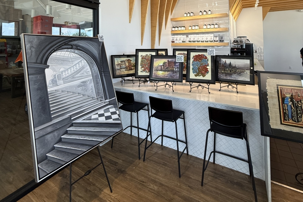 Art set up in a pop-up installation