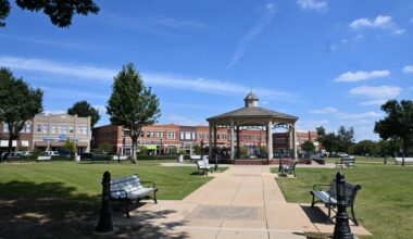 The gazebo area within the Parker Square shopping center.