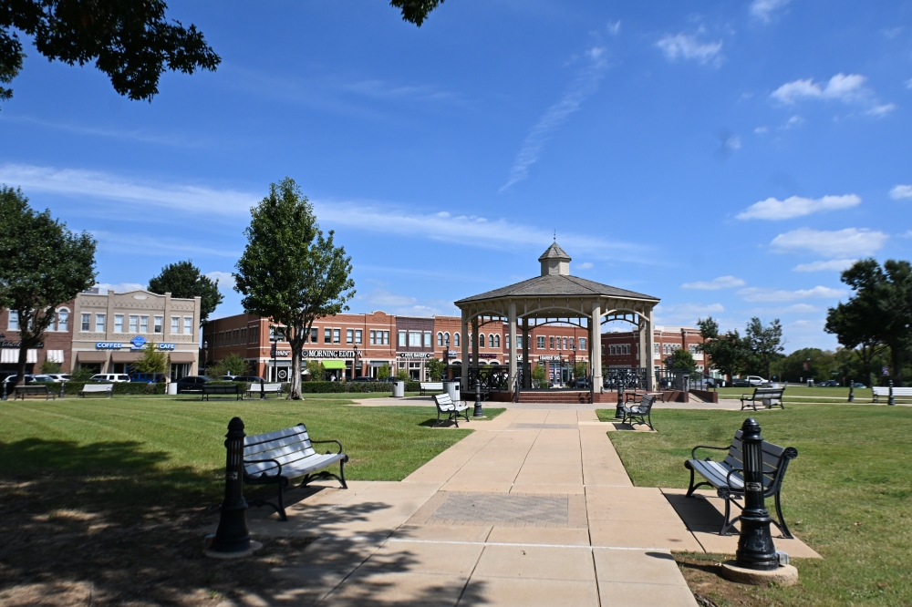 The gazebo area within the Parker Square shopping center.