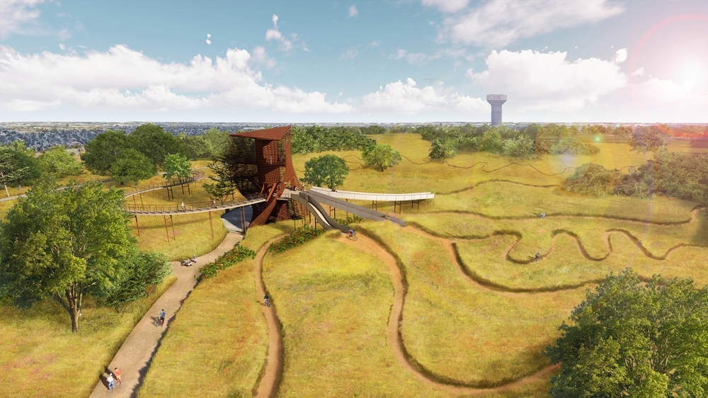 Northwest Community Park is set to open this summer. It includes a prairier overlook to take in the native Blackland Prairie. (Rendering courtesy city of Frisco)