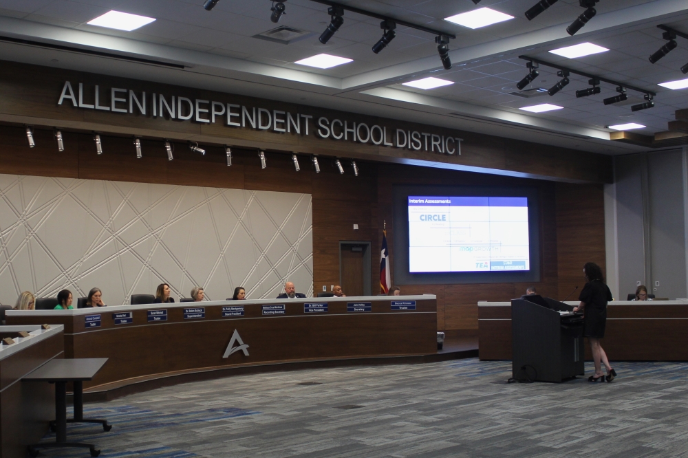 Jennifer Wilhelm, assistant superintendent of Learner Services, speaks during a March 30 board of trustees meeting.