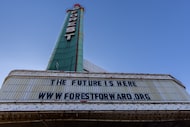 Renovations take place at the Forest Theater in Dallas on Dec. 27, 2024. The theater is set...