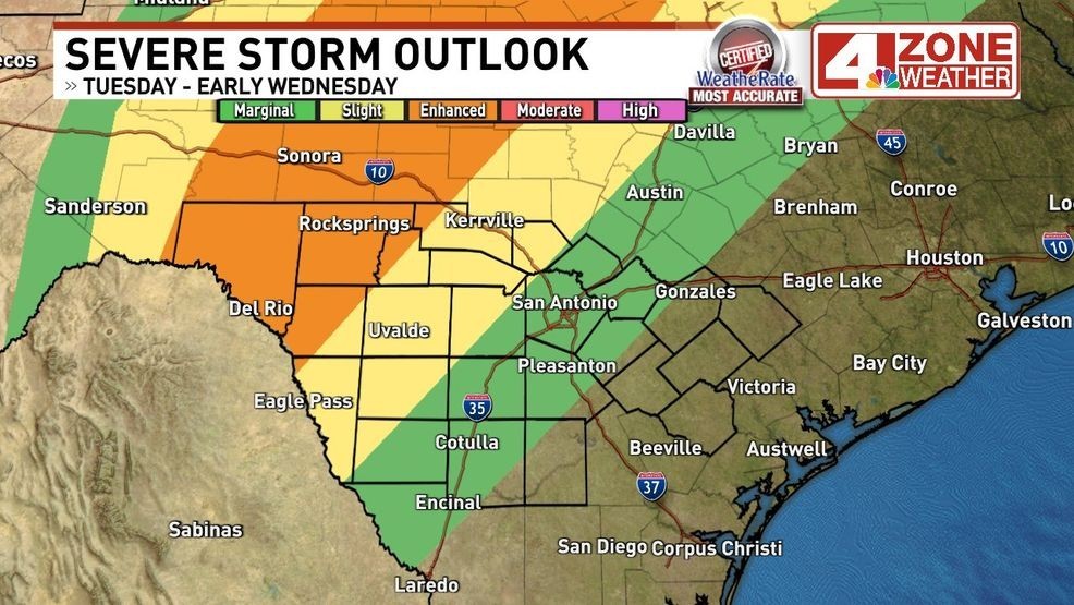 Severe storm outlook Tuesday - early Wednesday from the Storm Prediction Center