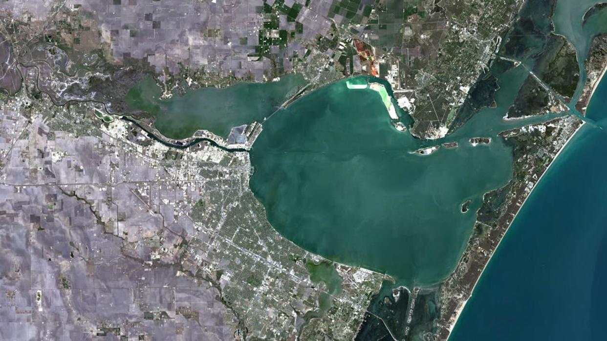 <div>Color satellite image of Corpus Christi, Texas, United States. Image collected on May 01, 2020 by Sentinel-2 satellites. (Photo by: Planet Observer/Universal Images Group via Getty Images)</div>