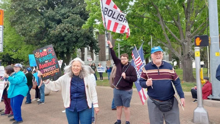 Photo of the Athens No Kings Protest, courtesy of the Northeast Texas National Organization for Women.