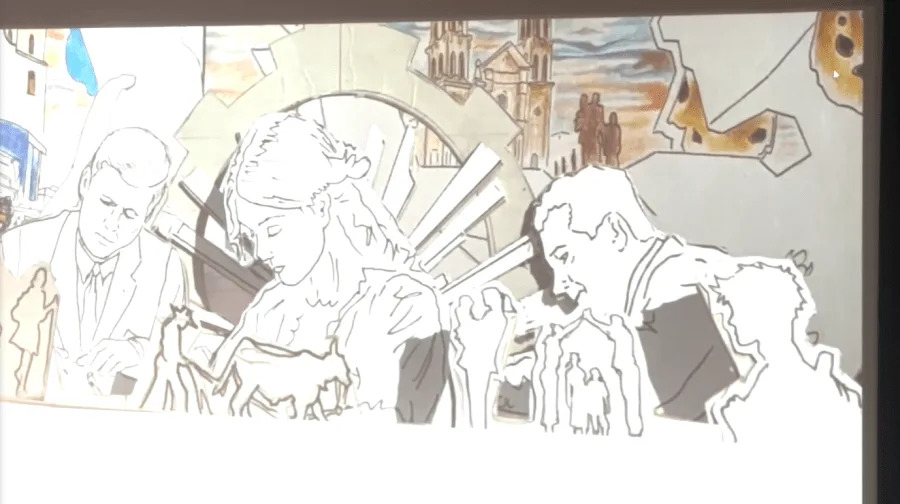 Rough sketch of the portion of the new Chamizal National Memorial Center. mural. Photo taken by KTSM staff