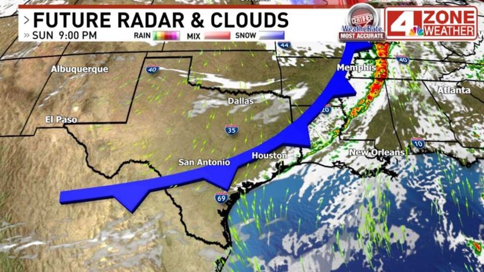 Cold front Sunday evening