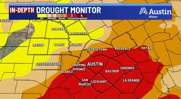 Exceptional drought in parts of Central Texas