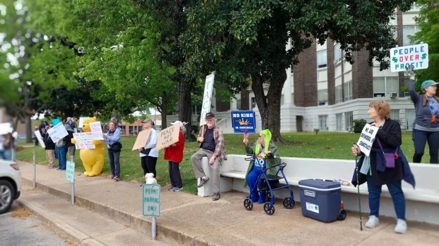 Photo of the Athens No Kings Protest, courtesy of the Northeast Texas National Organization for Women.