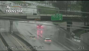 Drivers splash through high water on North Freeway and other trouble spots around town