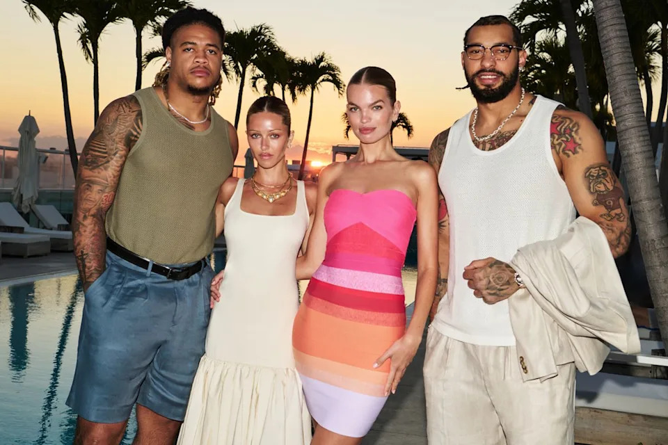 Chase Young, Delilah Belle Hamlin, Daphne Groeneveld and Montez SweatCredit: Express x bebe