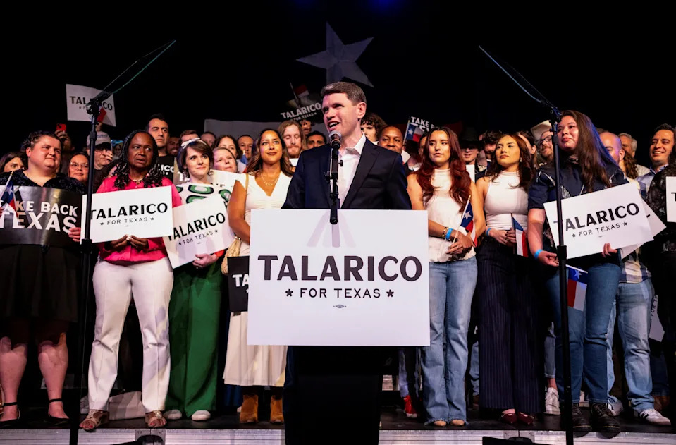 Democratic U.S. Senate candidate for Texas, James Talarico, speaks during his primary election night party in Austin, Texas, U.S., March 3, 2026. REUTERS/Joel Angel Juarez