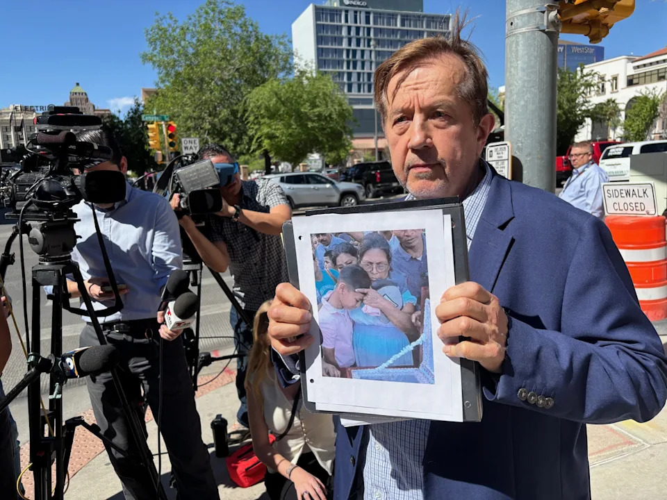 Civil Rights attorney Randall Kallinen, who represents the family of Victor Manuel Diaz, who died in El Paso on Jan. 14, 2026, at the ICE facility of Camp East Montana, read a statement from the family on Tuesday, March 24 outside of City Hall.