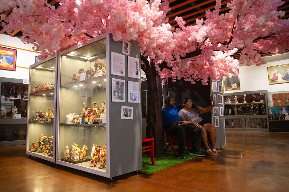Trevor Arnold and Brittany Arnold take a selfie at the Texas State Museum of Asian Cultures & Education Center in Corpus Christi on July 25, 2025.