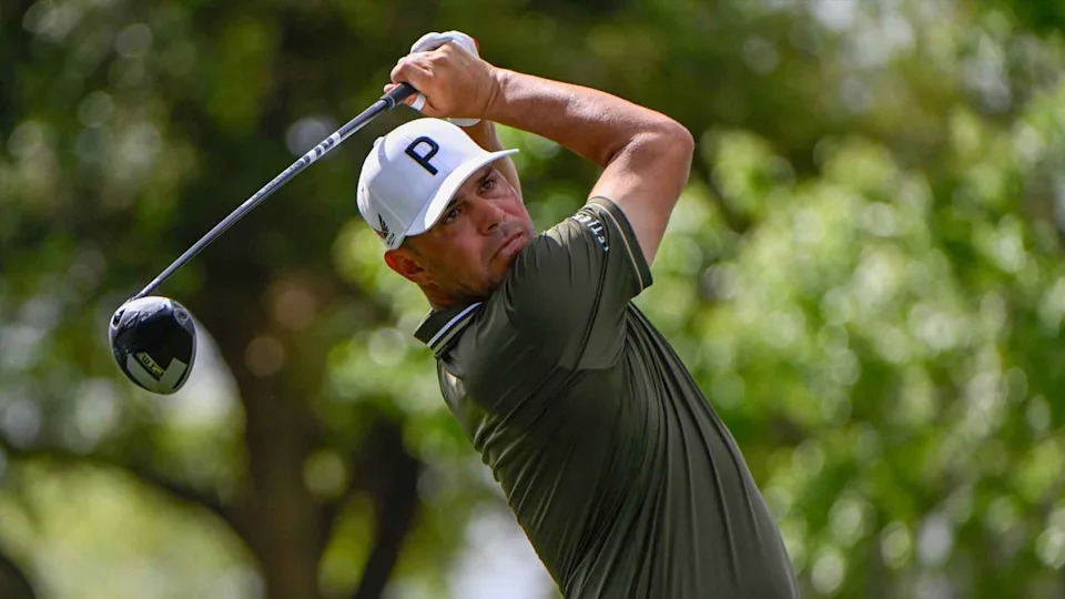 Gary Woodland hits a tee shot at the Texas Children's Houston Open