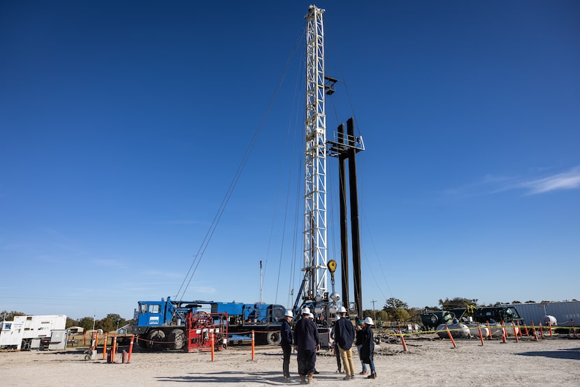 A Standard Lithium and Equinor tour group visits a Northeast Texas test well site, Nov. 11,...