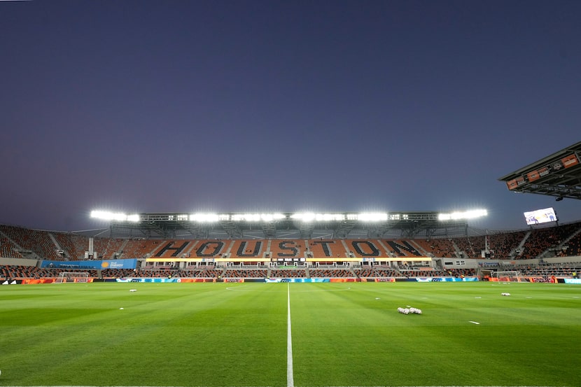 An empty view of Shell Energy Stadium before an MLS soccer match, Saturday, Feb. 21, 2026,...