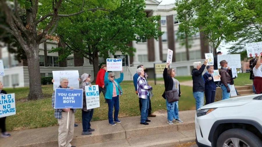 Photo of the Athens No Kings Protest, courtesy of the Northeast Texas National Organization for Women.