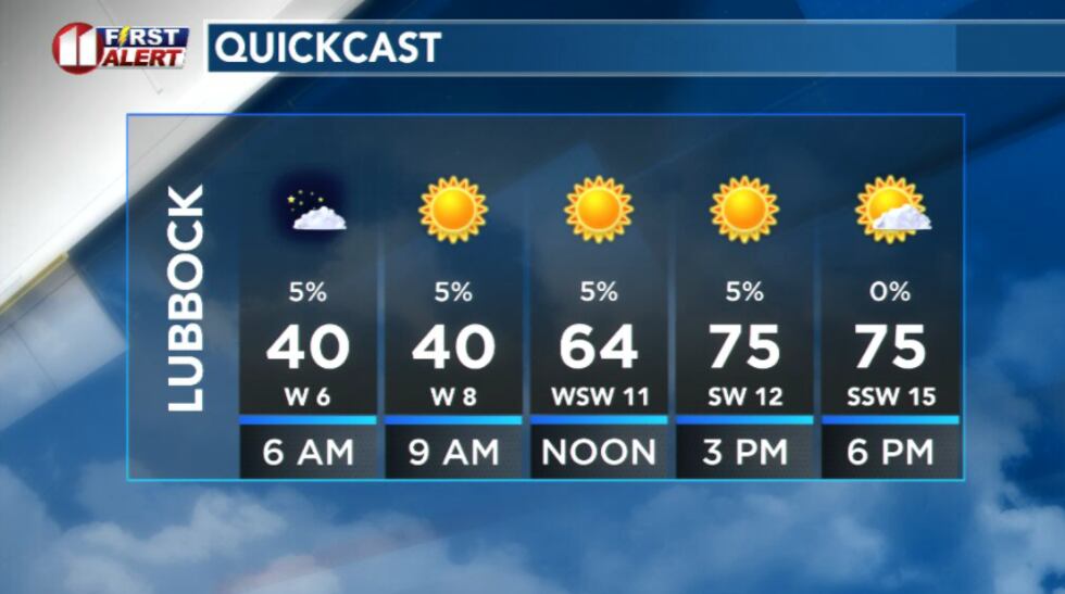 Hourly forecast Sunday