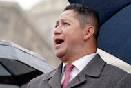 FILE - Rep. Tony Gonzales, R-Texas, speaks during a news conference Dec. 7, 2022, on Capitol...