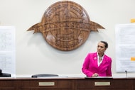 Lancaster ISD Superintendent A. K. Perera resumes a public meeting after closed session on...