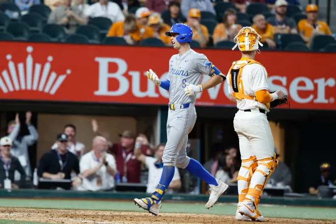 Feb 27, 2026; Arlington, TX, USA; UCLA vs, Tennessee during the Amegy Bank College Baseball Series at Globe Life Field. Mandatory Credit: Chris Jones-Imagn Images