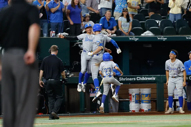 Feb 27, 2026; Arlington, TX, USA; UCLA vs, Tennessee during the Amegy Bank College Baseball Series at Globe Life Field. Mandatory Credit: Chris Jones-Imagn Images