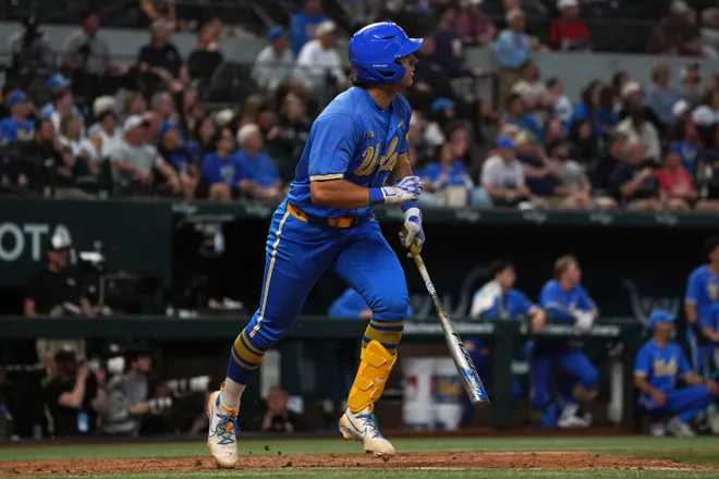 Mar 1, 2026; Arlington, TX, USA; UCLA Bruins against Mississippi State Bulldogs during the Amegy Bank College Baseball Series at Globe Life Field. Mandatory Credit: Dustin Safranek-Imagn Images