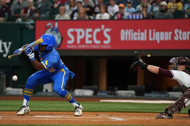 Mar 1, 2026; Arlington, TX, USA; UCLA Bruins against Mississippi State Bulldogs during the Amegy Bank College Baseball Series at Globe Life Field. Mandatory Credit: Dustin Safranek-Imagn Images