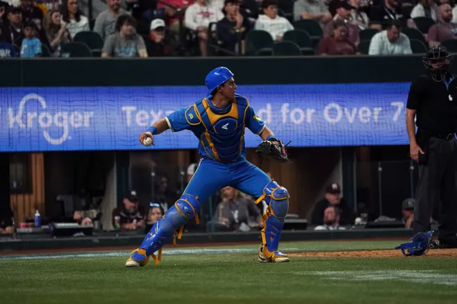 Mar 1, 2026; Arlington, TX, USA; UCLA Bruins against Mississippi State Bulldogs during the Amegy Bank College Baseball Series at Globe Life Field. Mandatory Credit: Dustin Safranek-Imagn Images