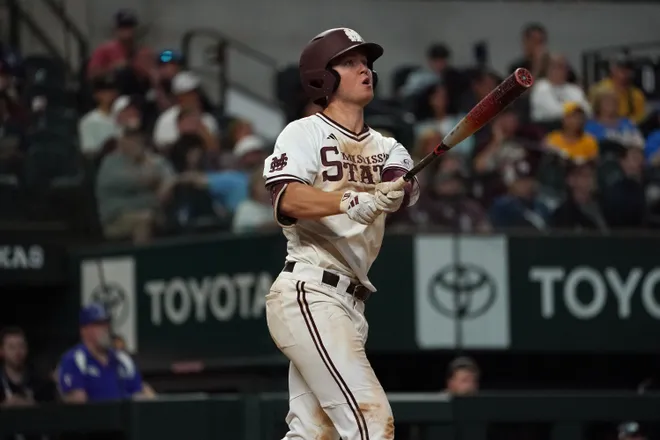 Mar 1, 2026; Arlington, TX, USA; UCLA Bruins against Mississippi State Bulldogs during the Amegy Bank College Baseball Series at Globe Life Field. Mandatory Credit: Dustin Safranek-Imagn Images