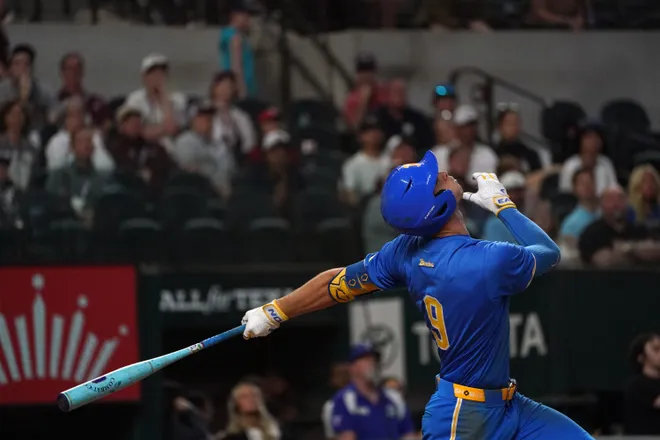 Mar 1, 2026; Arlington, TX, USA; UCLA Bruins against Mississippi State Bulldogs during the Amegy Bank College Baseball Series at Globe Life Field. Mandatory Credit: Dustin Safranek-Imagn Images