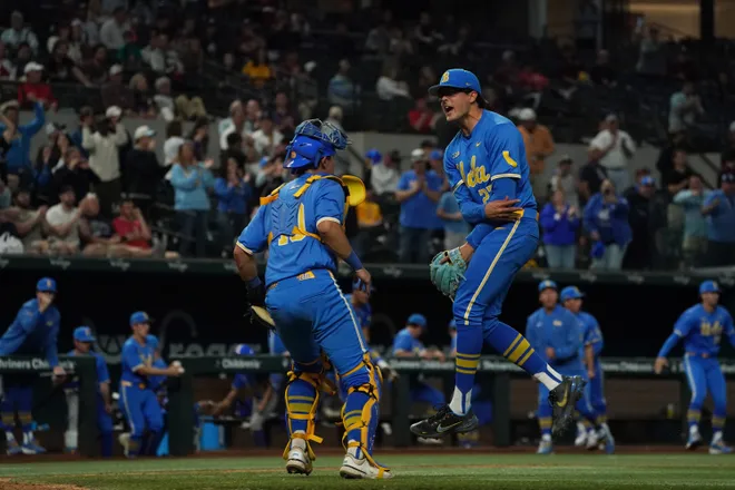 Mar 1, 2026; Arlington, TX, USA; UCLA Bruins against Mississippi State Bulldogs during the Amegy Bank College Baseball Series at Globe Life Field. Mandatory Credit: Dustin Safranek-Imagn Images