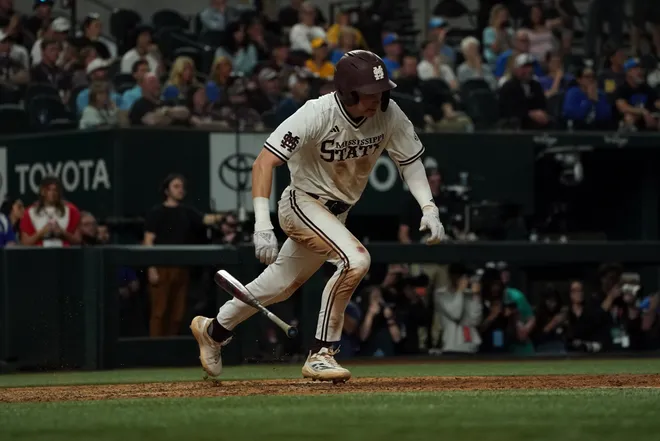 Mar 1, 2026; Arlington, TX, USA; UCLA Bruins against Mississippi State Bulldogs during the Amegy Bank College Baseball Series at Globe Life Field. Mandatory Credit: Dustin Safranek-Imagn Images