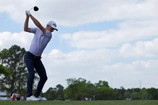 Will Zalatoris of the United States plays a shot from the 12th tee during the first round of the Texas Children's Houston Open 2026 at Memorial Park Golf Course on March 26, 2026 in Houston, Texas.