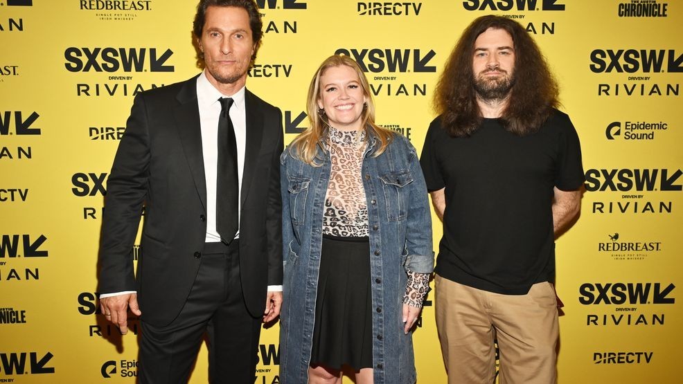 Matthew McConaughey, Claudette Godfrey, Andrew Patterson at "The Rivals of Amziah King" Premiere during SXSW Conference & Festivals at the Paramount Theatre on March 10, 2025 in Austin, Texas.