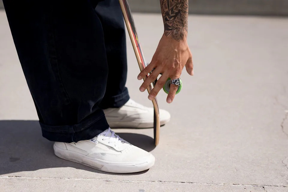 Danny Ruiz holds his skateboard at Carolina Skatepark in the Lower Valley on Tuesday, Feb. 24, 2026. Ruiz is ranked No. 89 in the world and will represent Mexico at the Skateboarding World Championships in São Paulo, Brazil.
