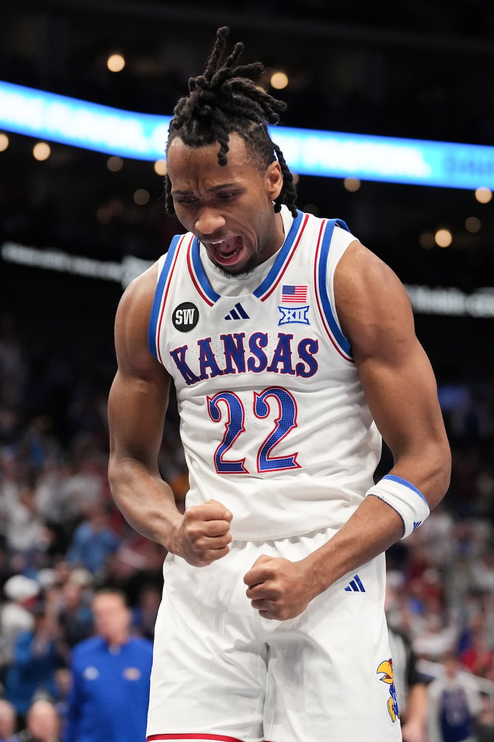 The Kansas Jayhawks compete against the TCU Horned Frogs during the Phillips 66 Big 12 Men’s...