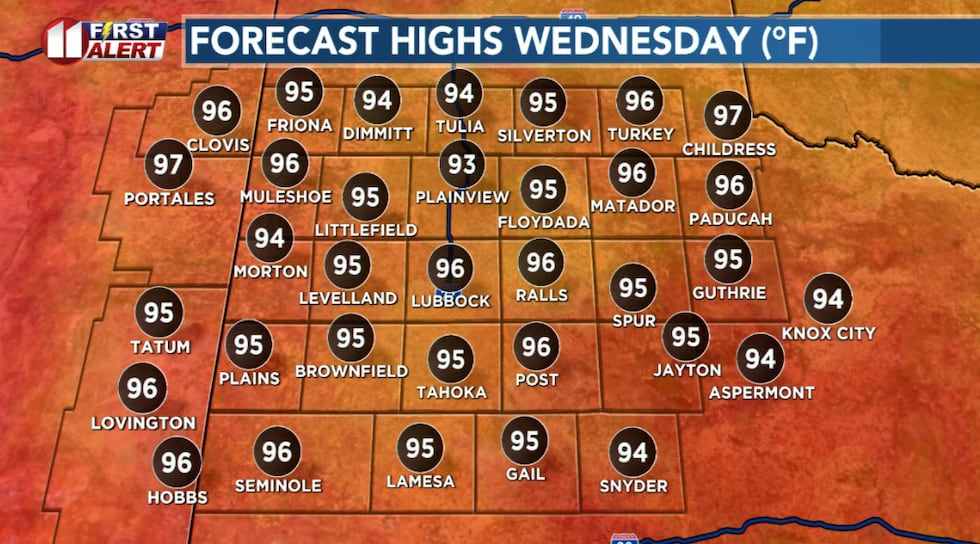 Record heat expected Wednesday afternoon. Lubbock's March 25 record high is 91° (set just last...