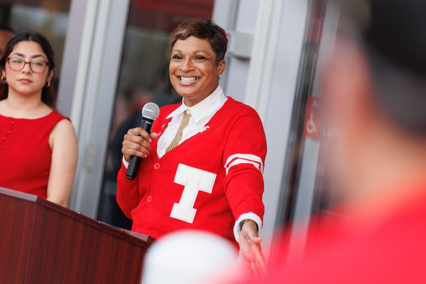 Joy Strong, store director, speaks during the opening of a new Target in Oak Cliff in Dallas...