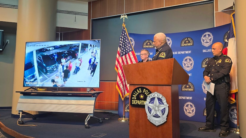 Dallas police show body-camera footage of a shooting on March 22, 2026 involving two police...